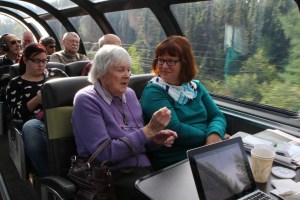 Holly in the dome car.