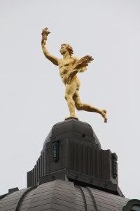 Golden statue atop the Manitoba Capital building.